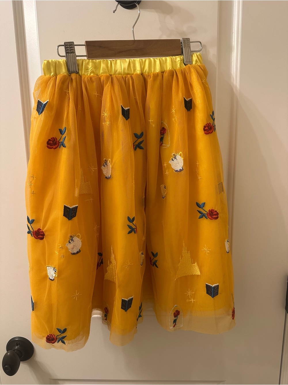 Disney Yellow Embroidered Beauty and the Beast Tulle Midi Skirt - Girl’s